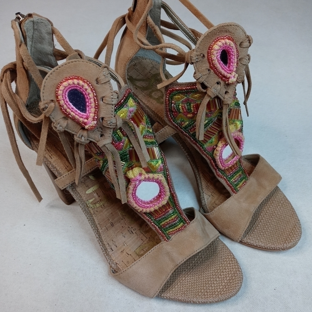 SAM EDELMAN Brown Leather ‘Yvette’ Embellished mir